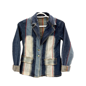 Denim Stretch Blazer by Seductions Heart Bleached on Back size 1 Women's Striped